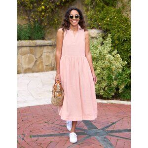 FRANK & EILEEN DAPHNE pink washed linen dress size S NWOT